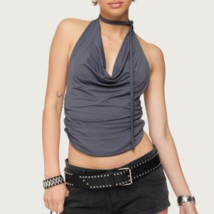 Two Piece Cowl Neck Scarf Halter Top