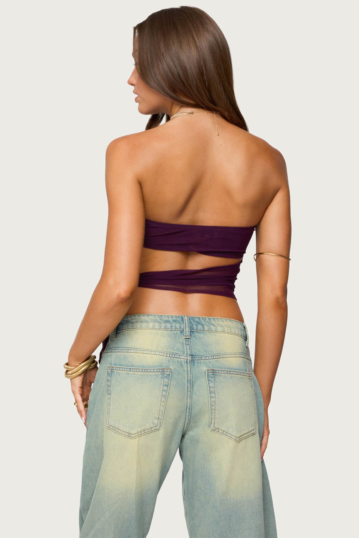 Amaro Strapless Side Tie Cut Out Top - Image 5