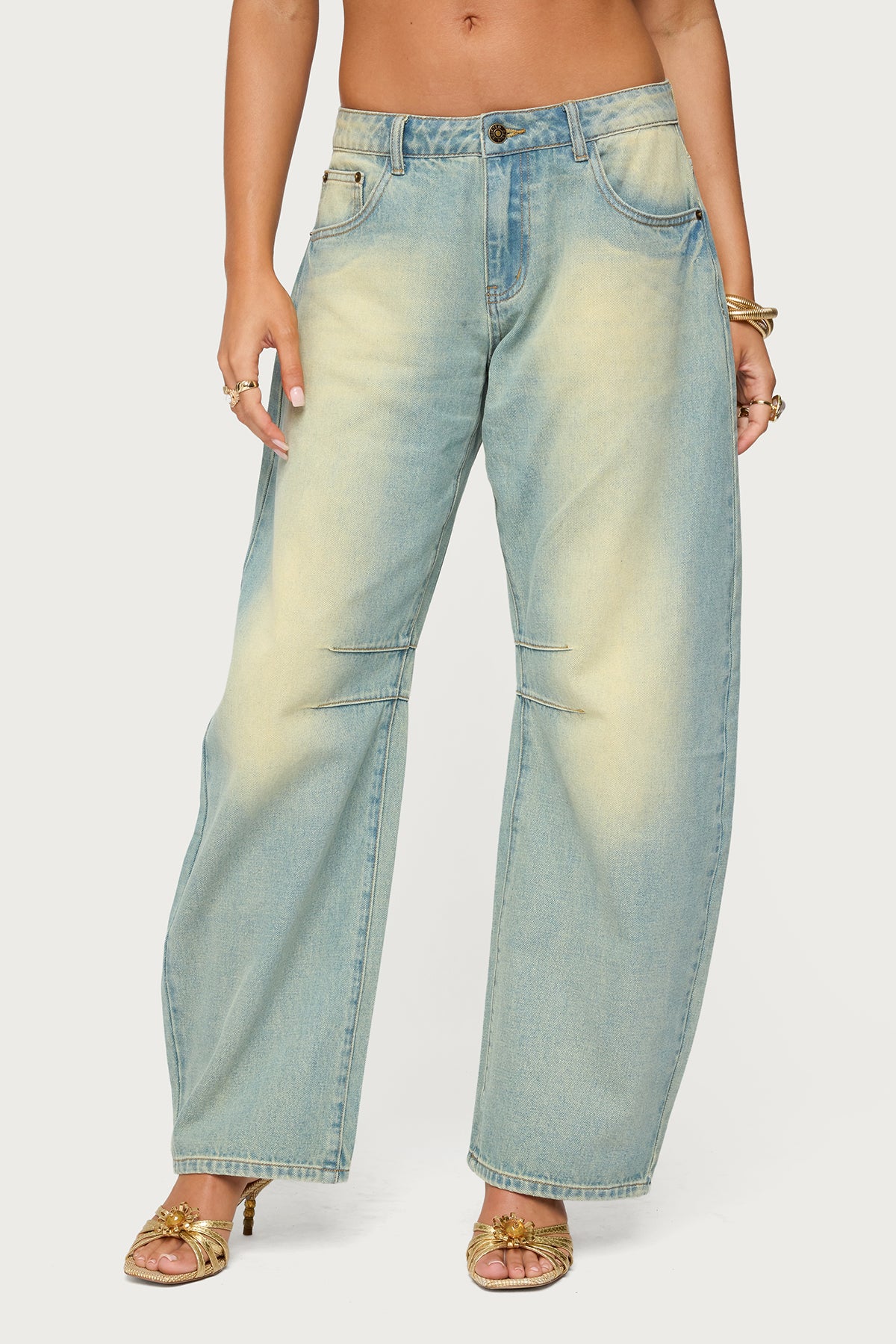 Cayden Low Rise Washed Barrel Jeans - Image 2
