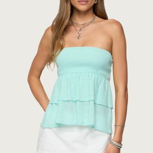 Harleigh Ruffled Linen Look Tube Top