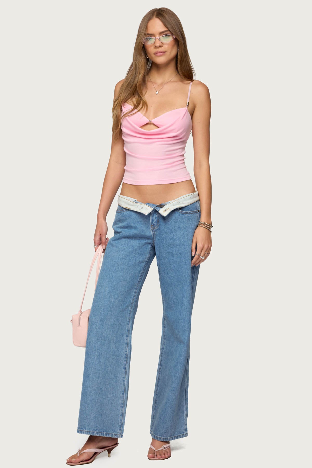 Layered Bra Cowl Neck Top - Image 2