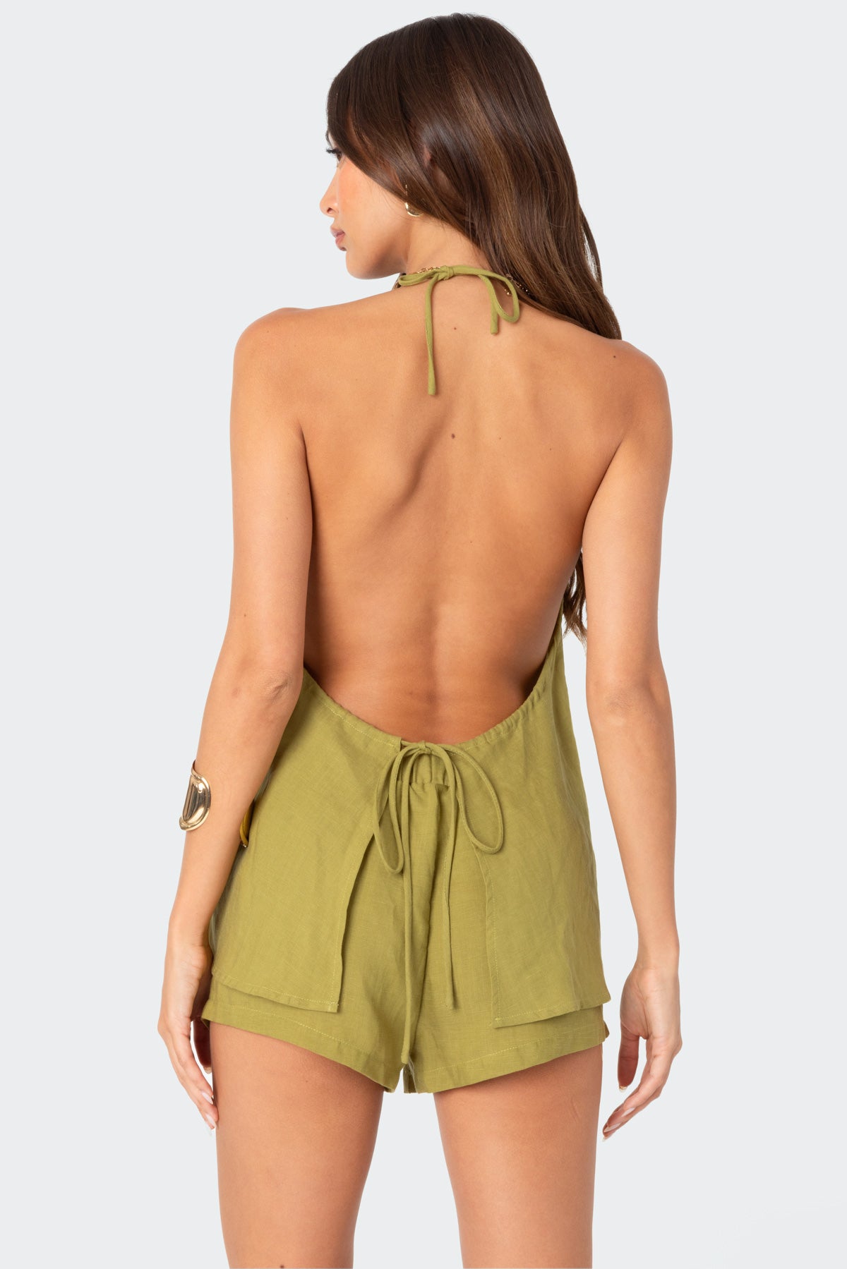 Arden Linen Look Tie Front Top - Image 5