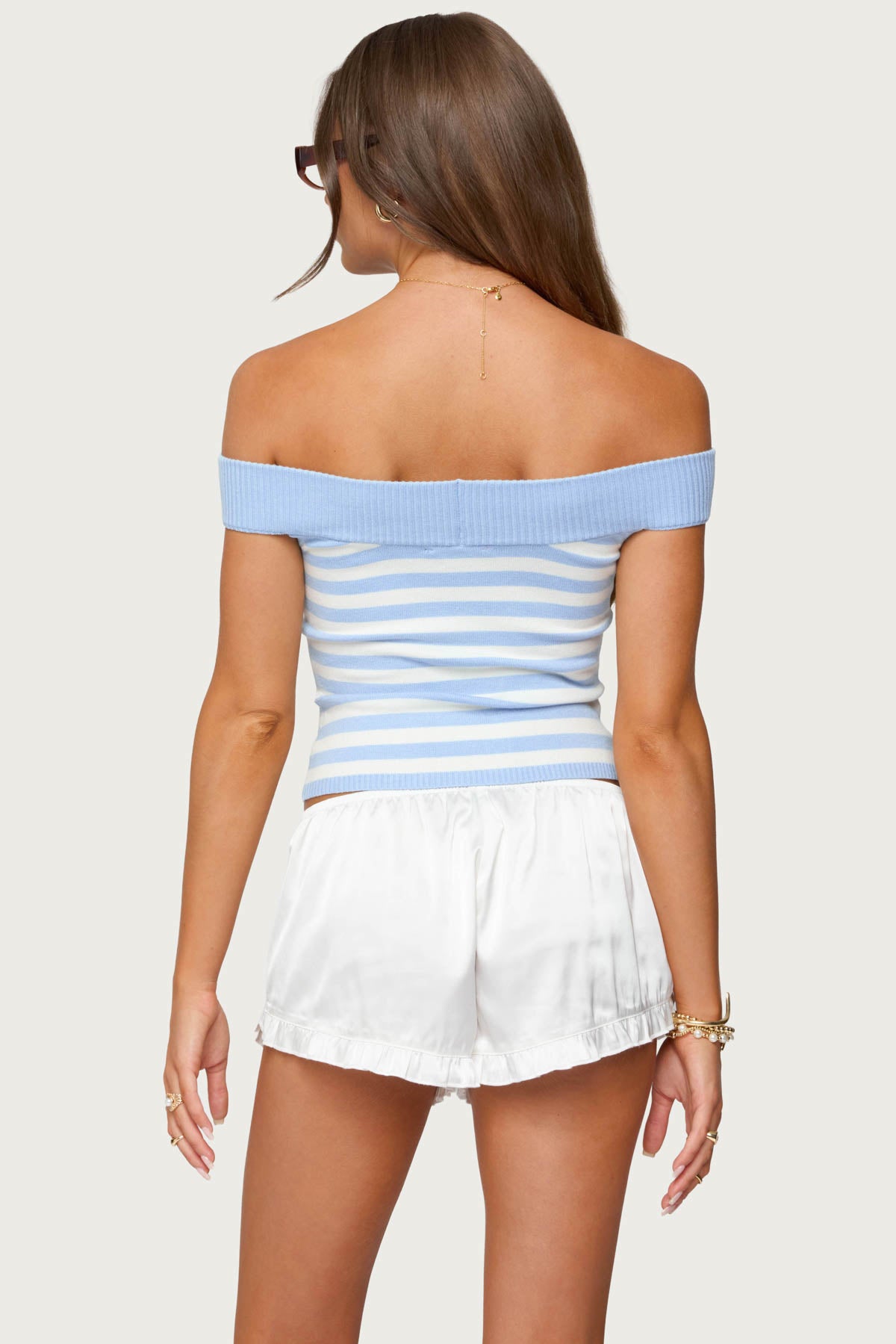 Deni Off Shoulder Striped Knit Top - Image 5