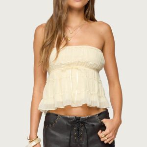 Seren Ruffle Chiffon Strapless Top