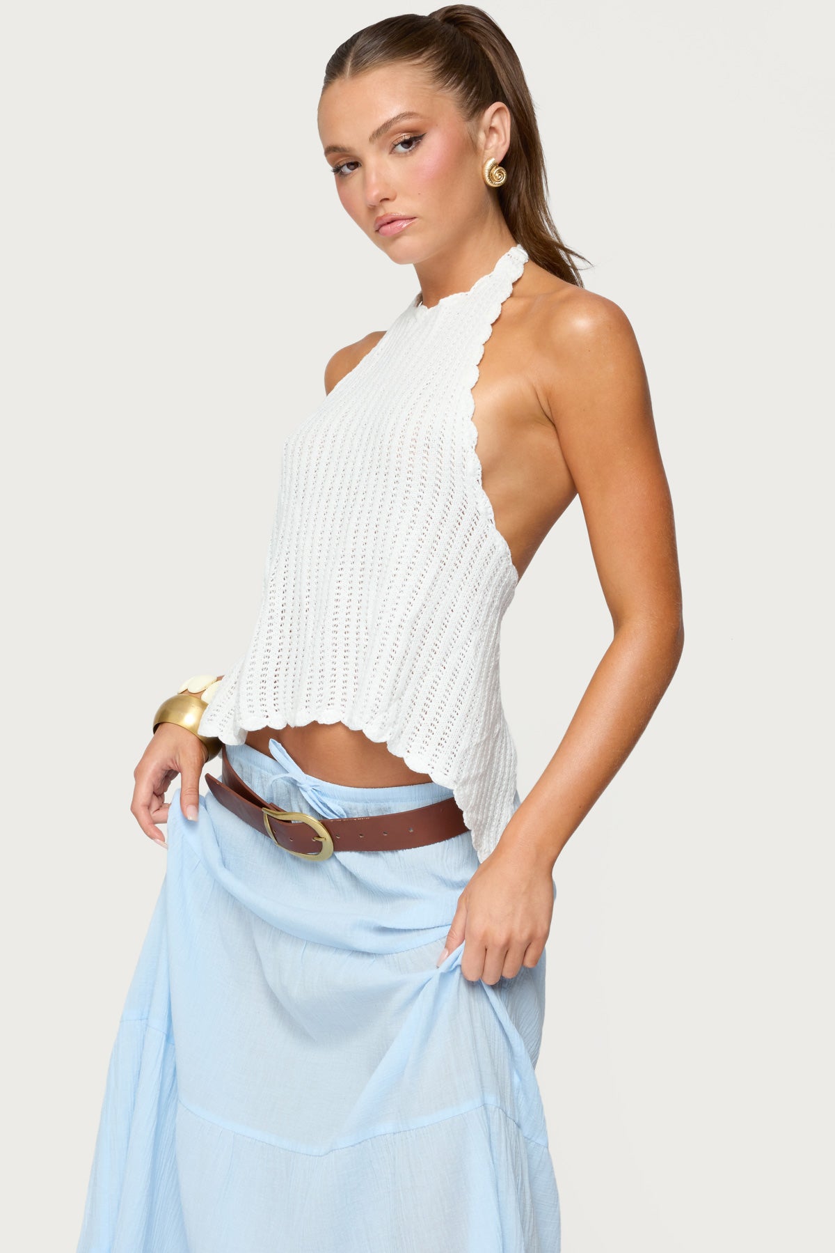 Ivey Backless Crochet Halter Top - Image 4