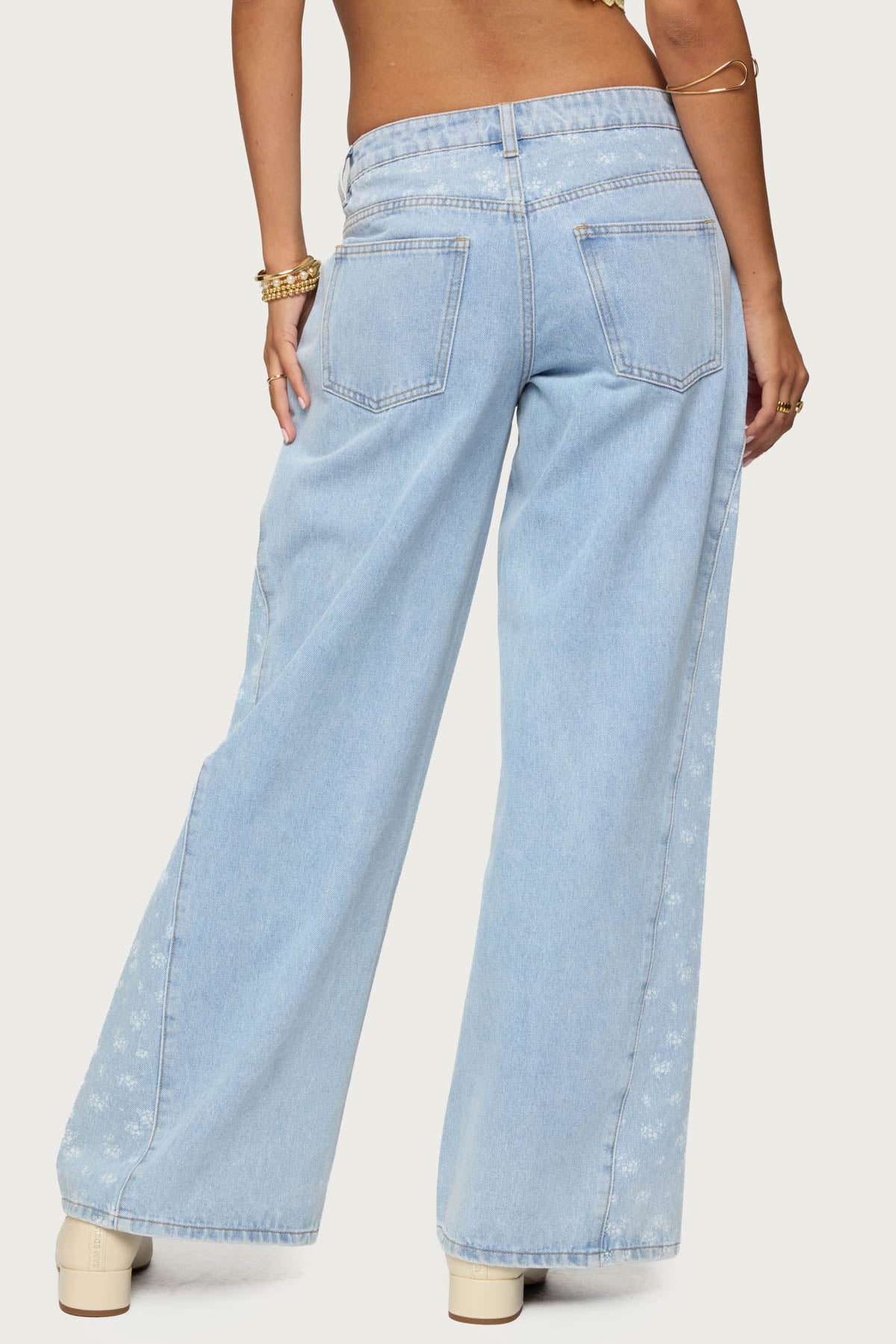 Floral Split Low Rise Jeans - Image 5