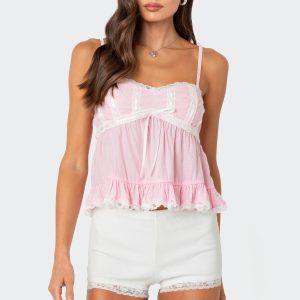 Lace Trim Babydoll Tank Top