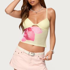 Alanah Flower Cut Out Mesh Top