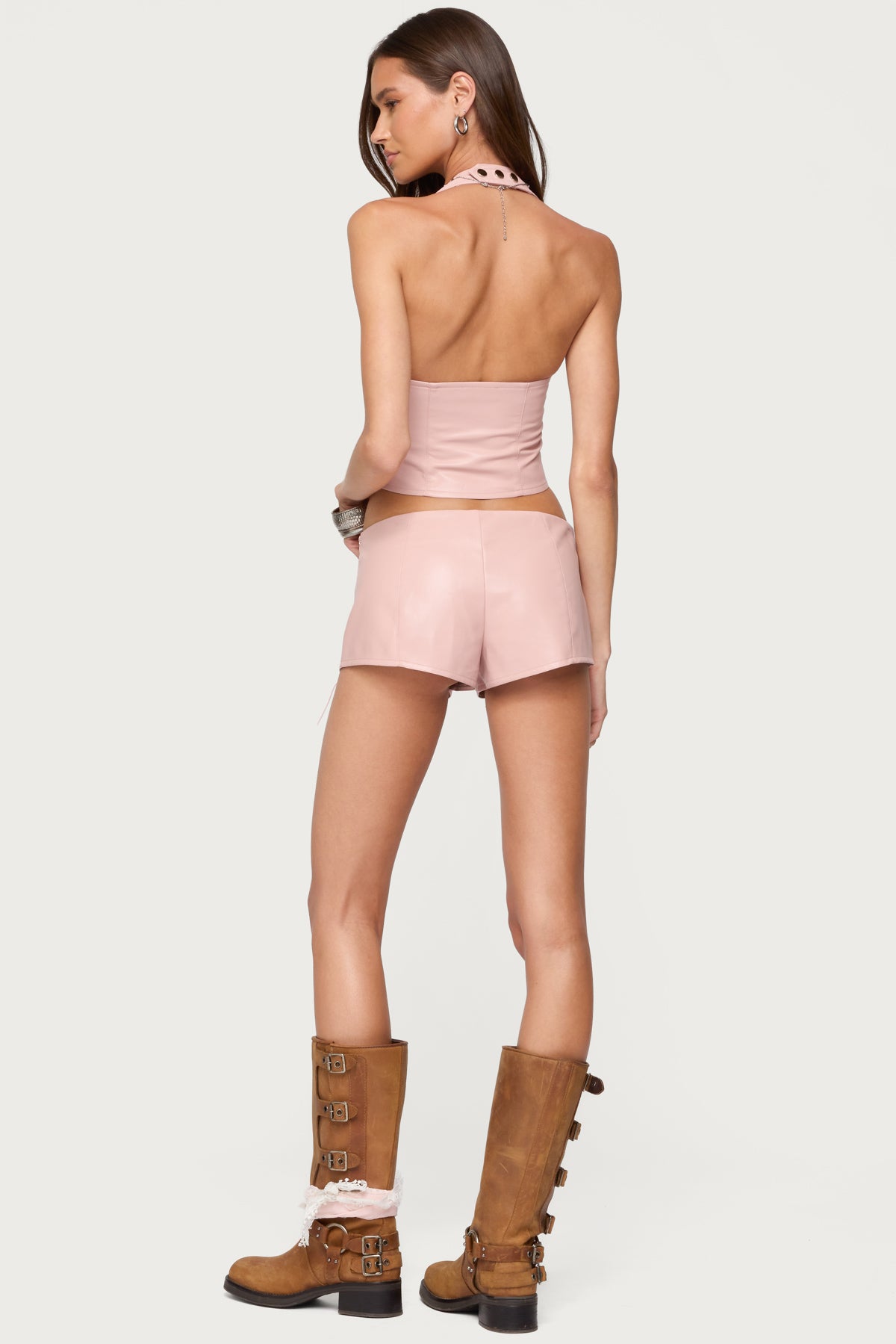 Elisha Lace Up Faux Leather Halter Top - Image 4