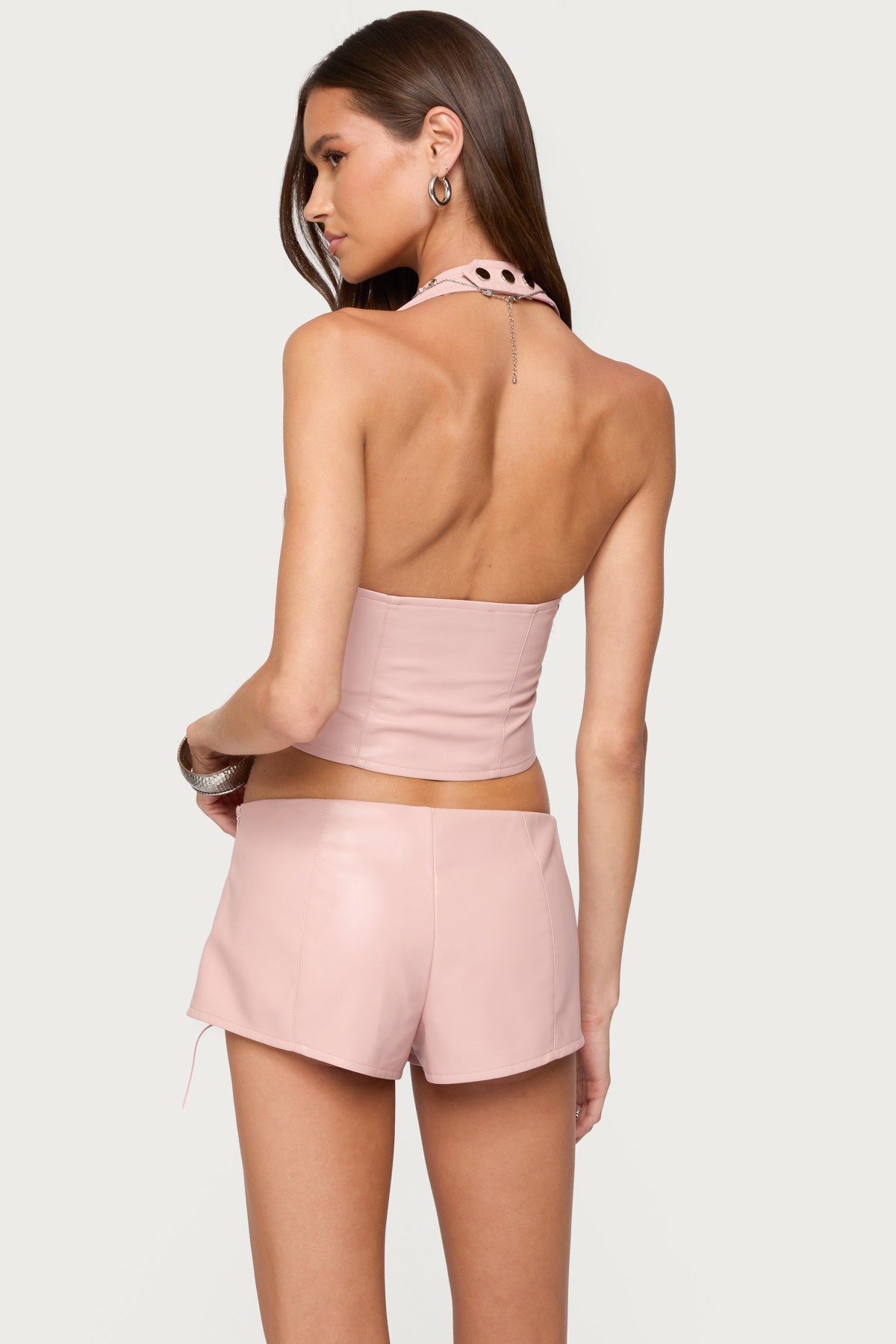 Elisha Lace Up Faux Leather Halter Top - Image 5