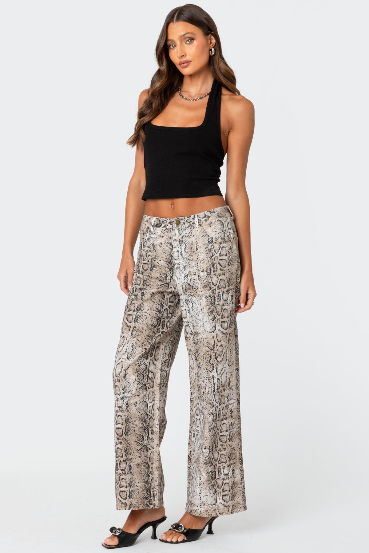 Snakeskin Printed Low Rise Jeans - Image 3