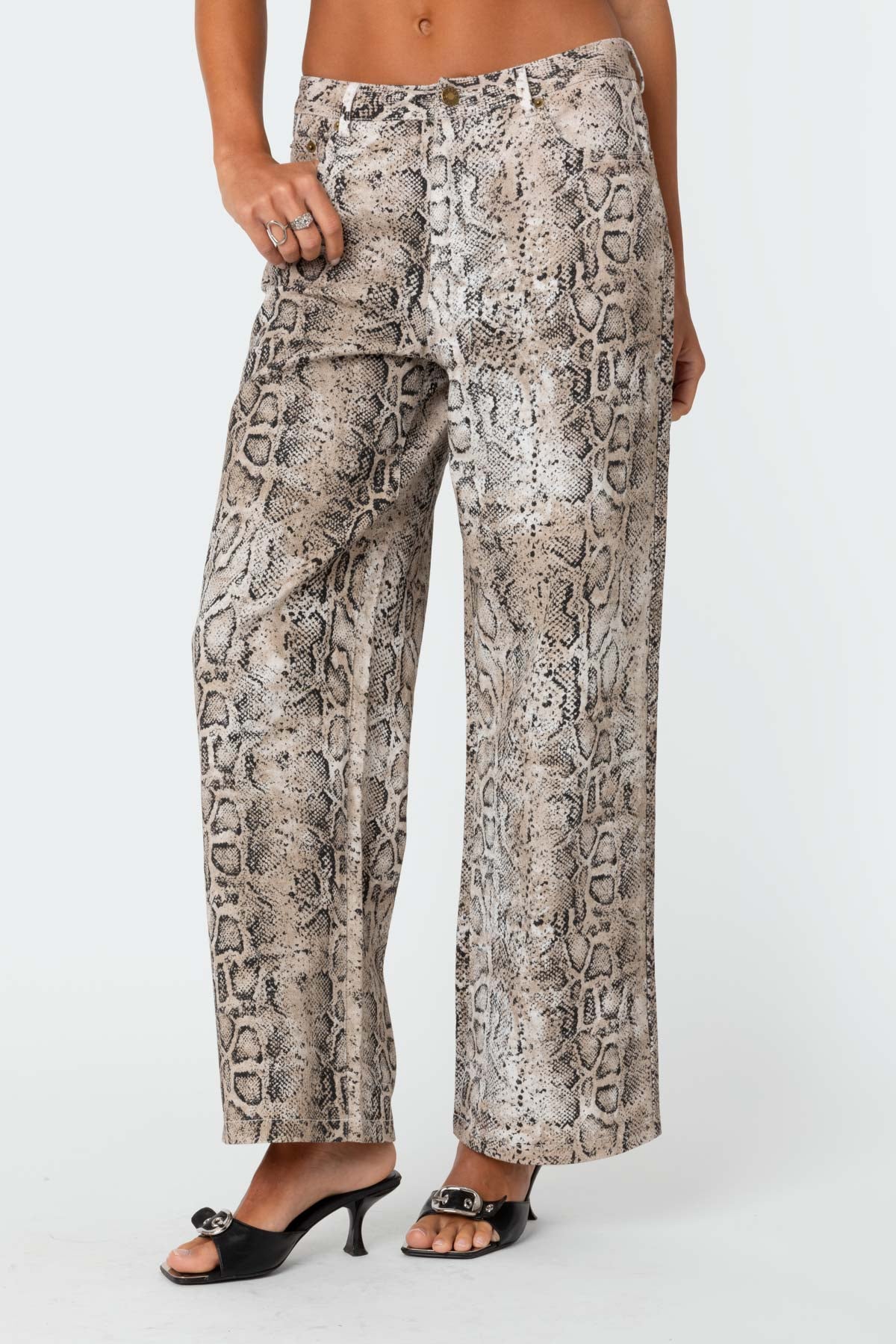 Snakeskin Printed Low Rise Jeans - Image 2
