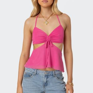 Duo Cutout Mesh Halter Top