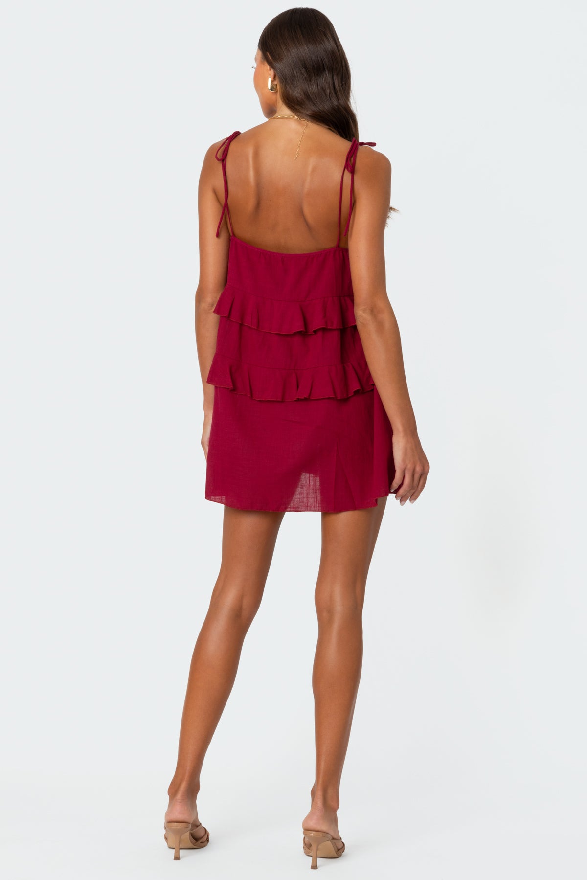 Dorothia Sheer Linen Look Mini Dress - Image 5