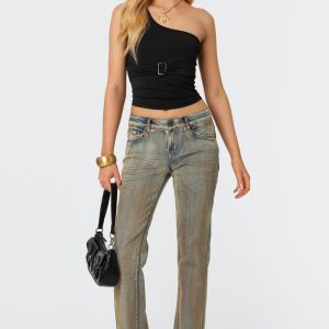 Boot Cut Low Rise Mud Washed Jeans