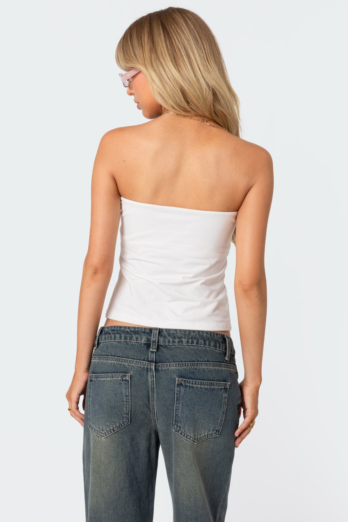 Lace Bow Built In Bra Tube Top - Image 5