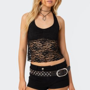 Tia Sheer Lace Halter Top