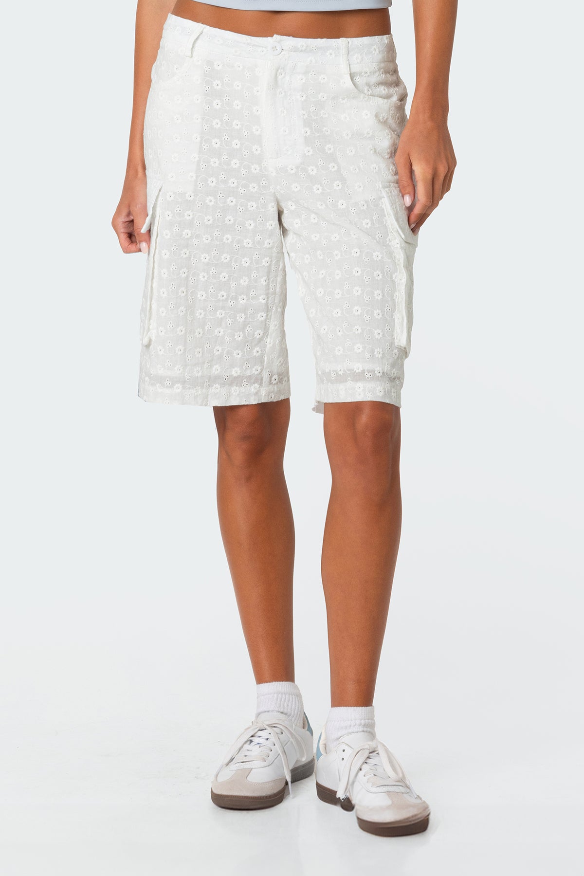 Eyelet Cargo Bermuda Shorts - Image 2