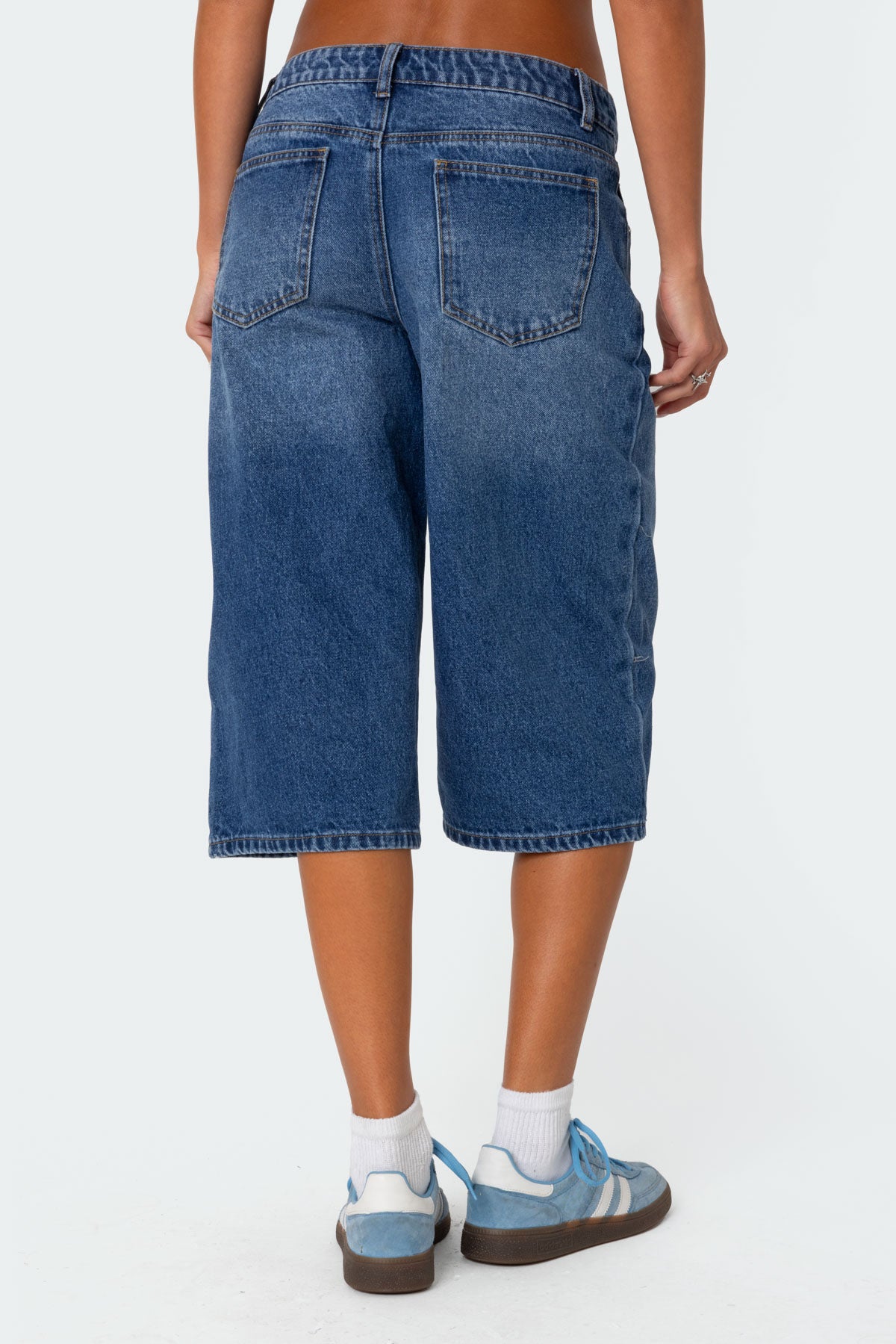 Xtra Long Low Rise Denim Bermuda Shorts - Image 5
