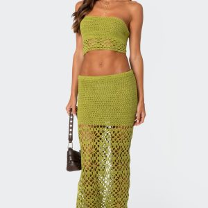 Ida Back Slit Crochet Maxi Skirt