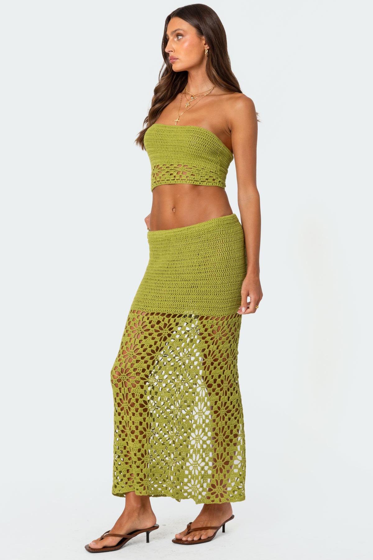 Ida Back Slit Crochet Maxi Skirt - Image 3