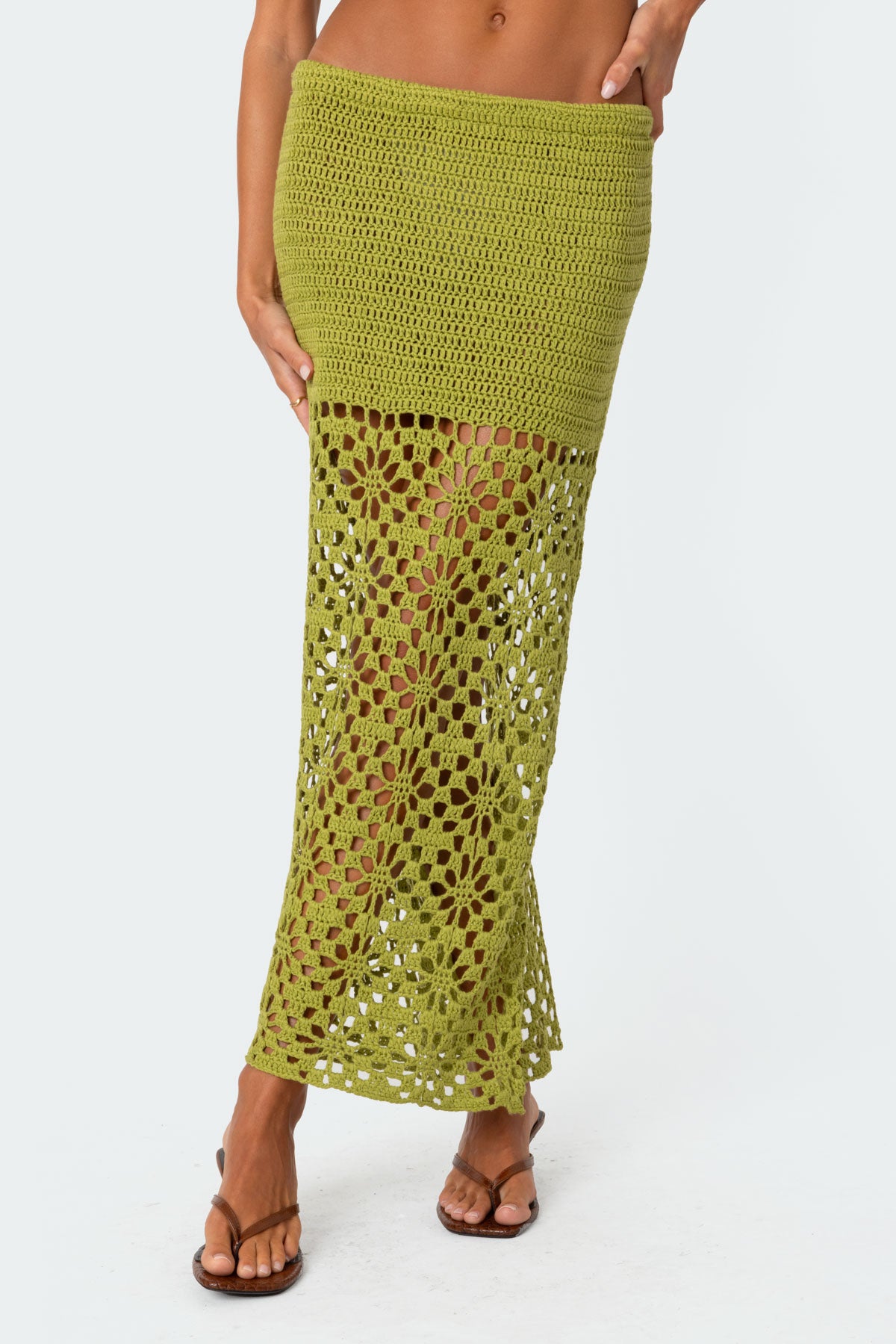 Ida Back Slit Crochet Maxi Skirt - Image 2