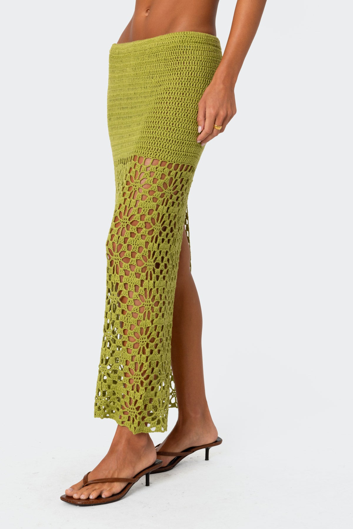 Ida Back Slit Crochet Maxi Skirt - Image 4