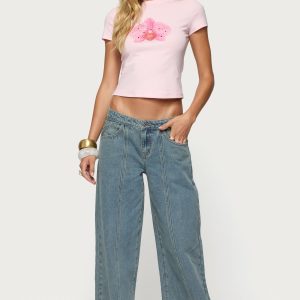 Stitch & Pleat Low Rise Jeans