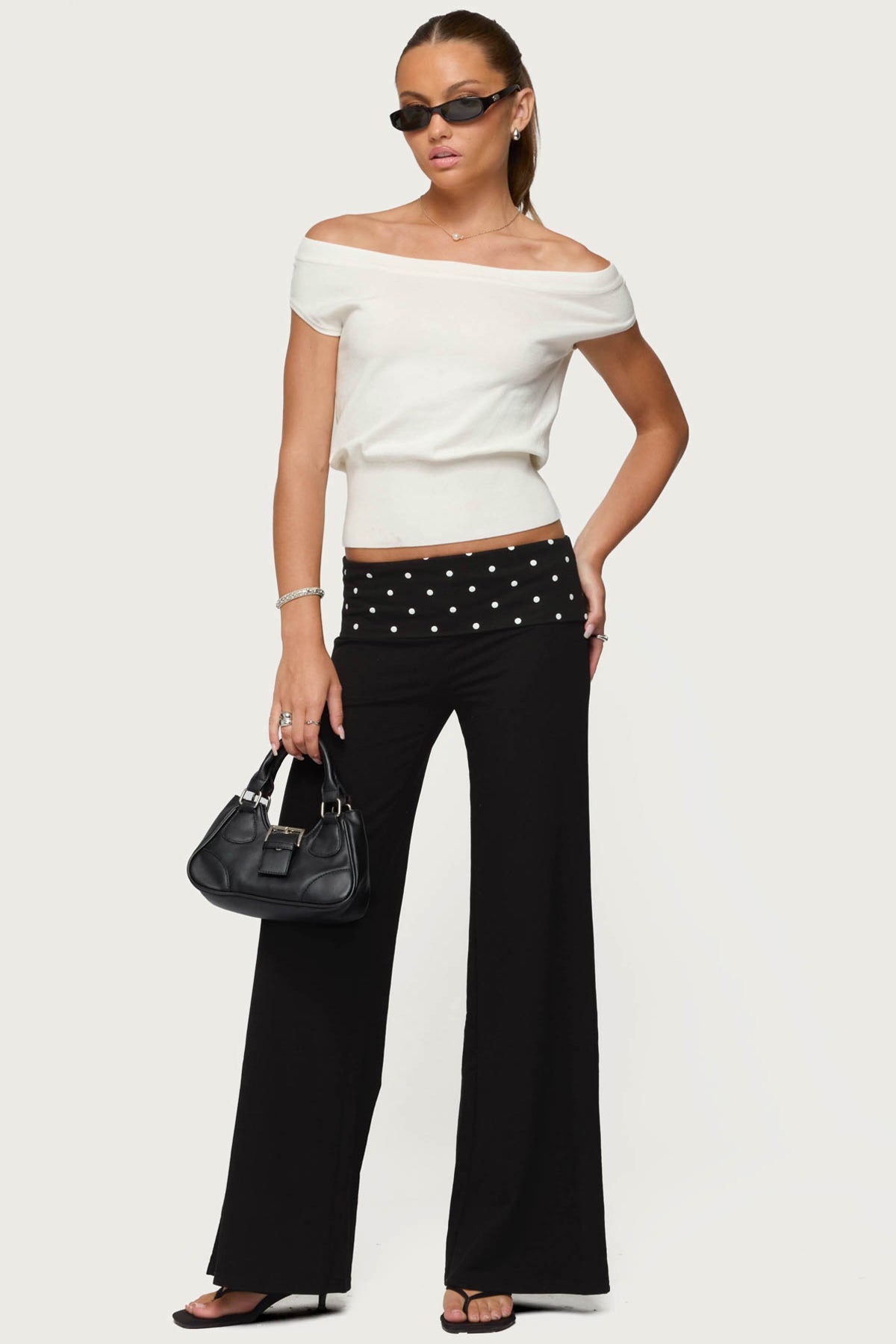 Reeva Polka Dot Fold Over Pants - Image 2