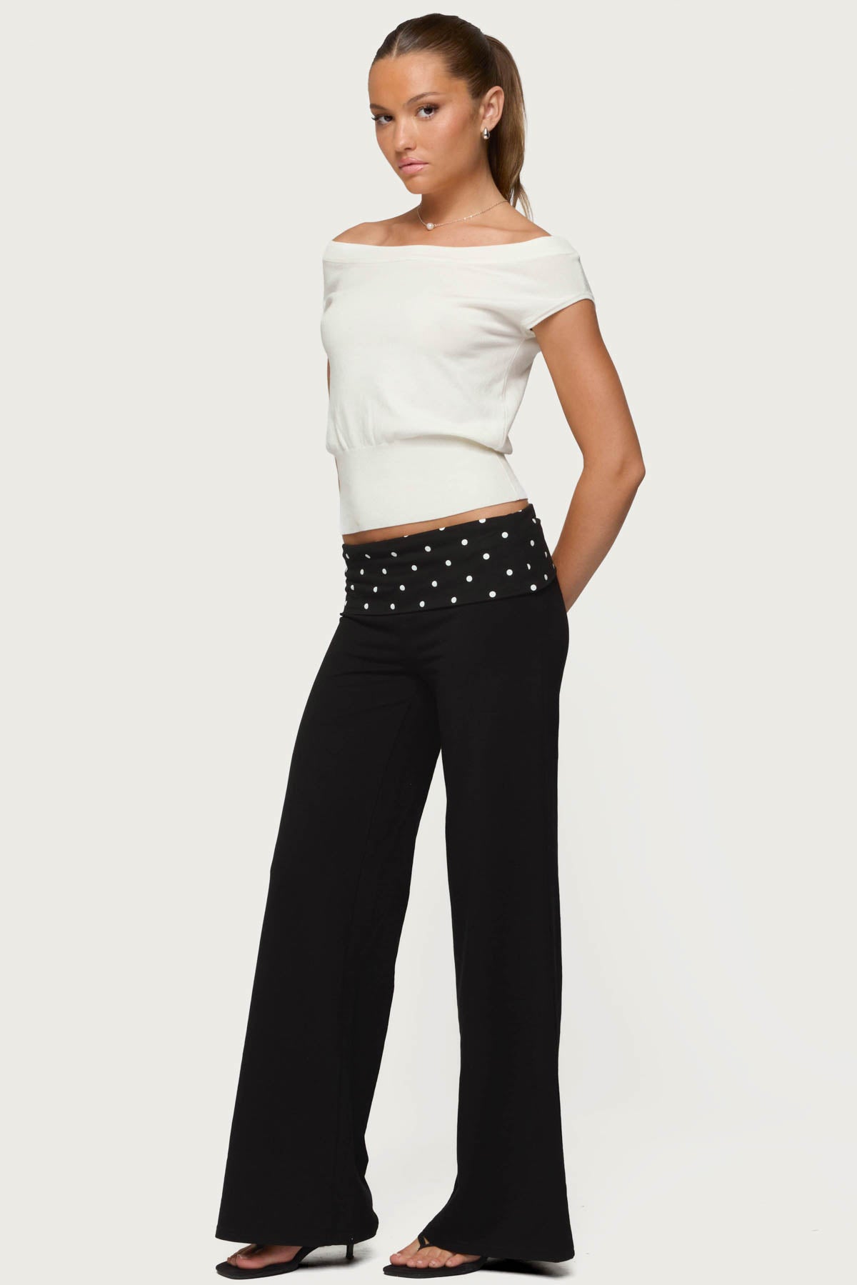 Reeva Polka Dot Fold Over Pants - Image 5