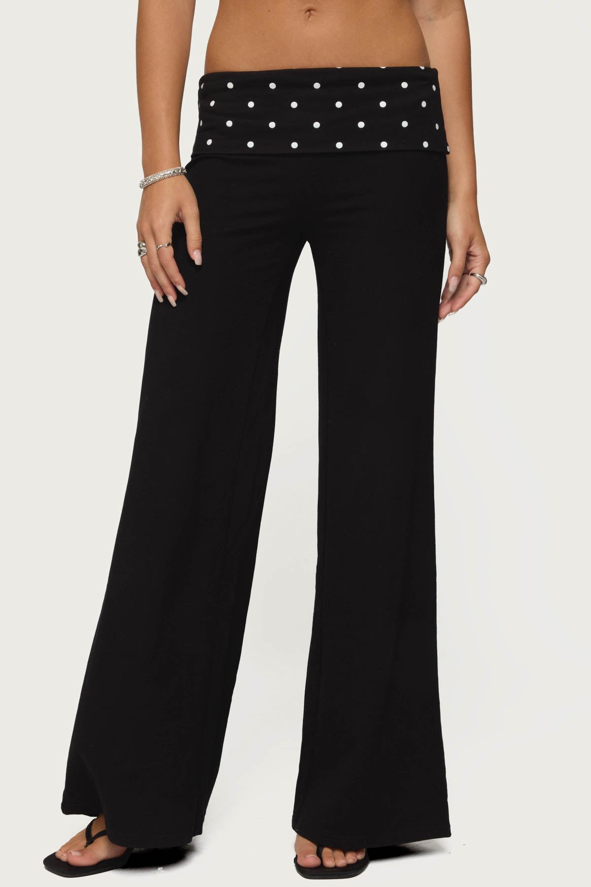 Reeva Polka Dot Fold Over Pants - Image 3
