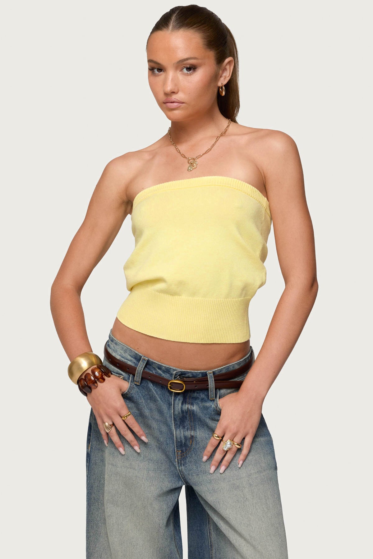 Philipa Strapless Knit Top - Image 3