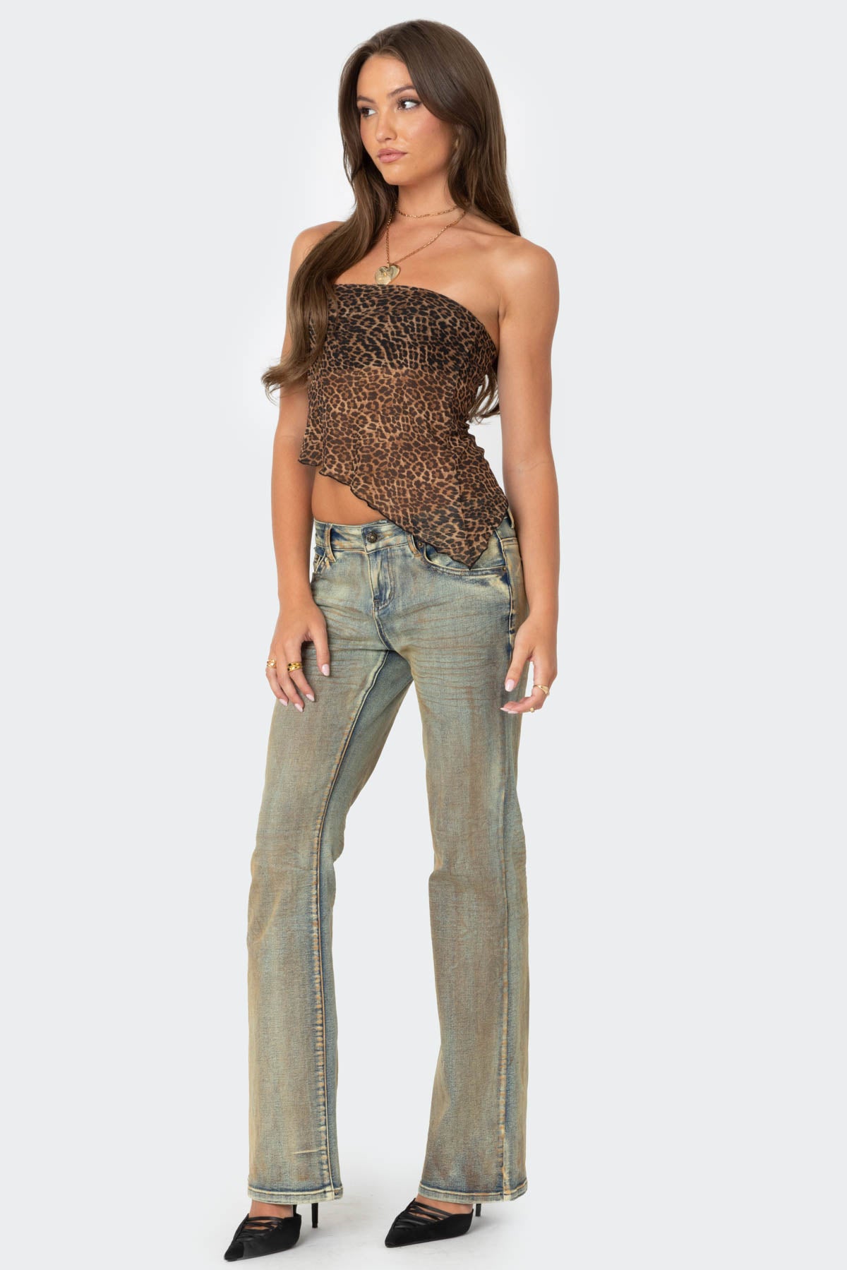 Leopard Printed Sheer Mesh Tube Top - Image 4