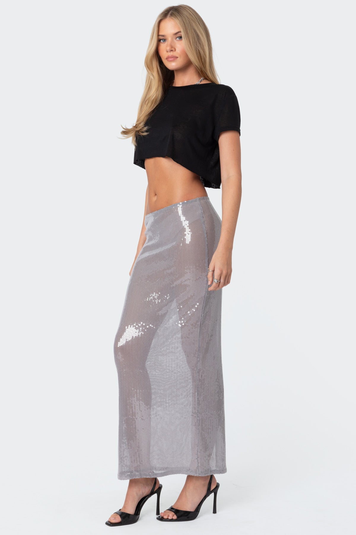 Riki Sheer Sequin Maxi Skirt - Image 3