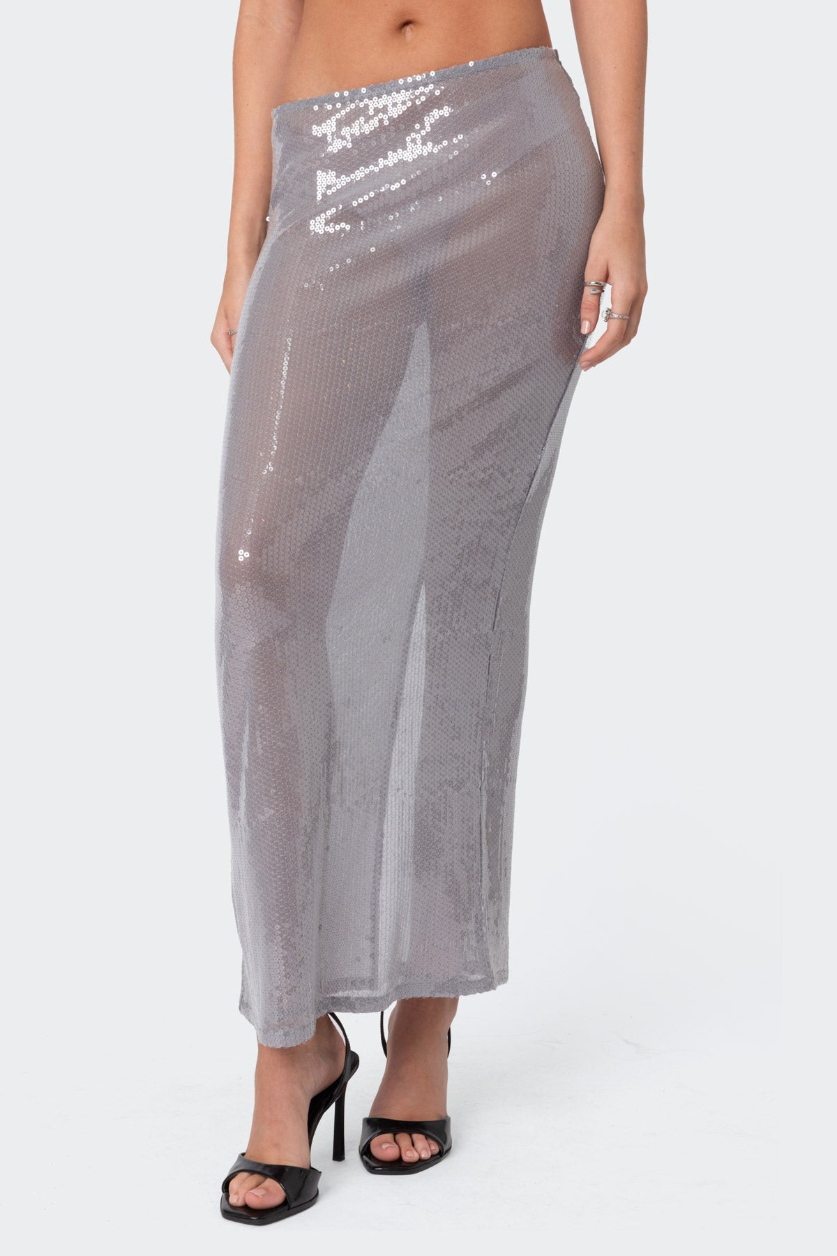 Riki Sheer Sequin Maxi Skirt - Image 2