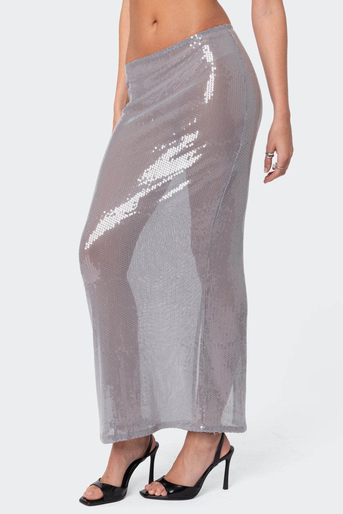 Riki Sheer Sequin Maxi Skirt - Image 4