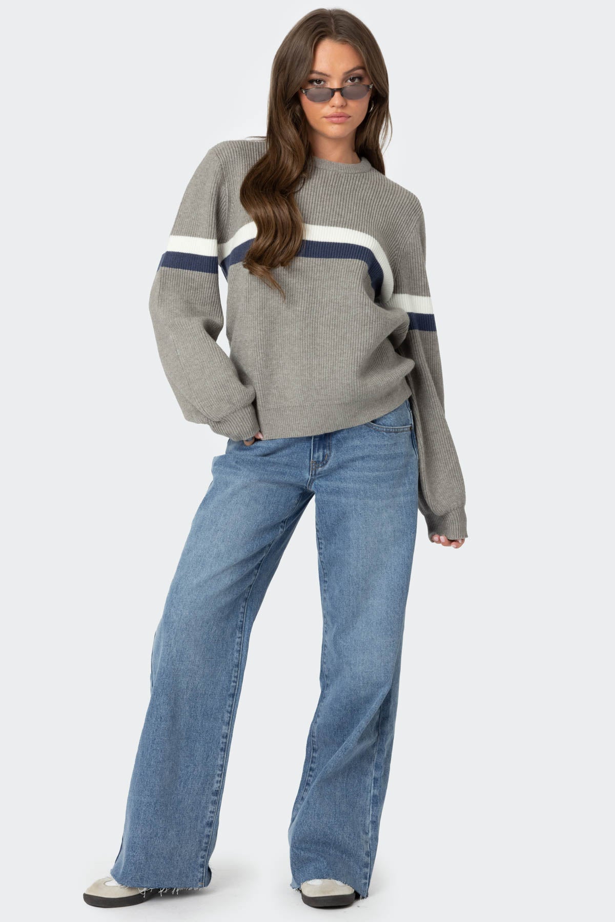 Nautical Striped Oversized Sweater - Image 2
