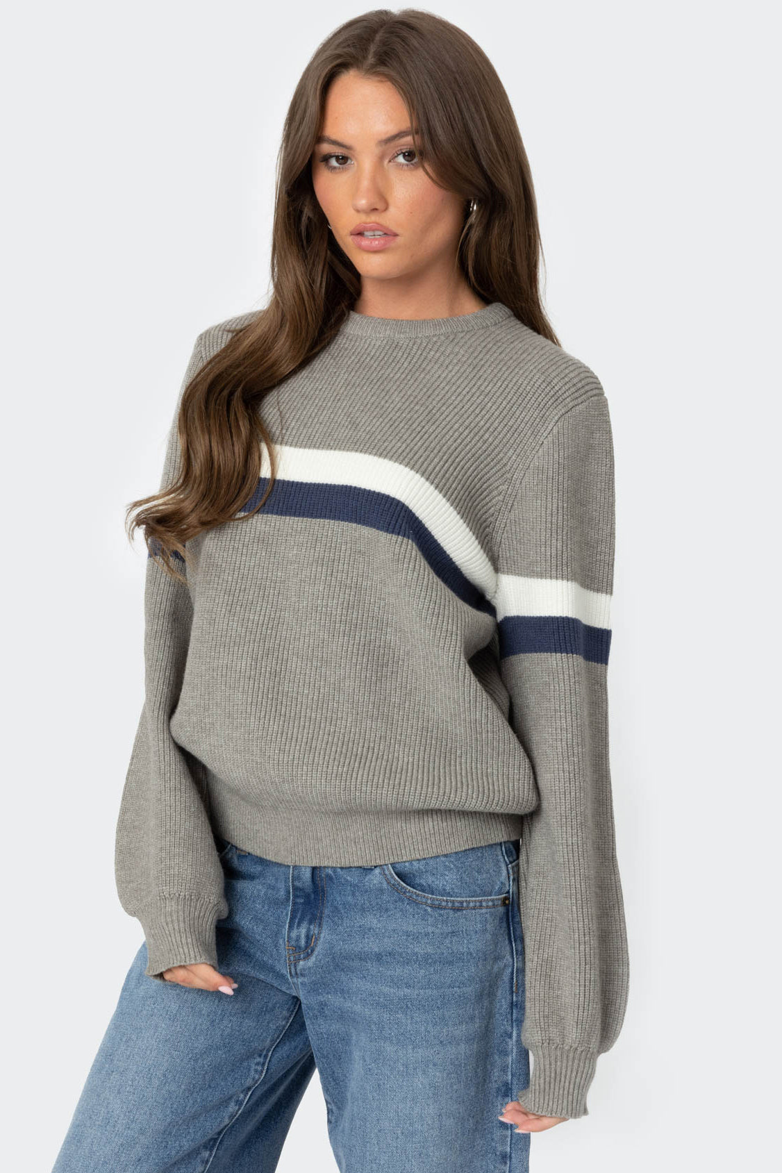 Nautical Striped Oversized Sweater - Image 3