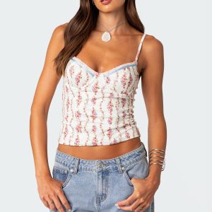 Indira Printed Cupped Lace Up Corset
