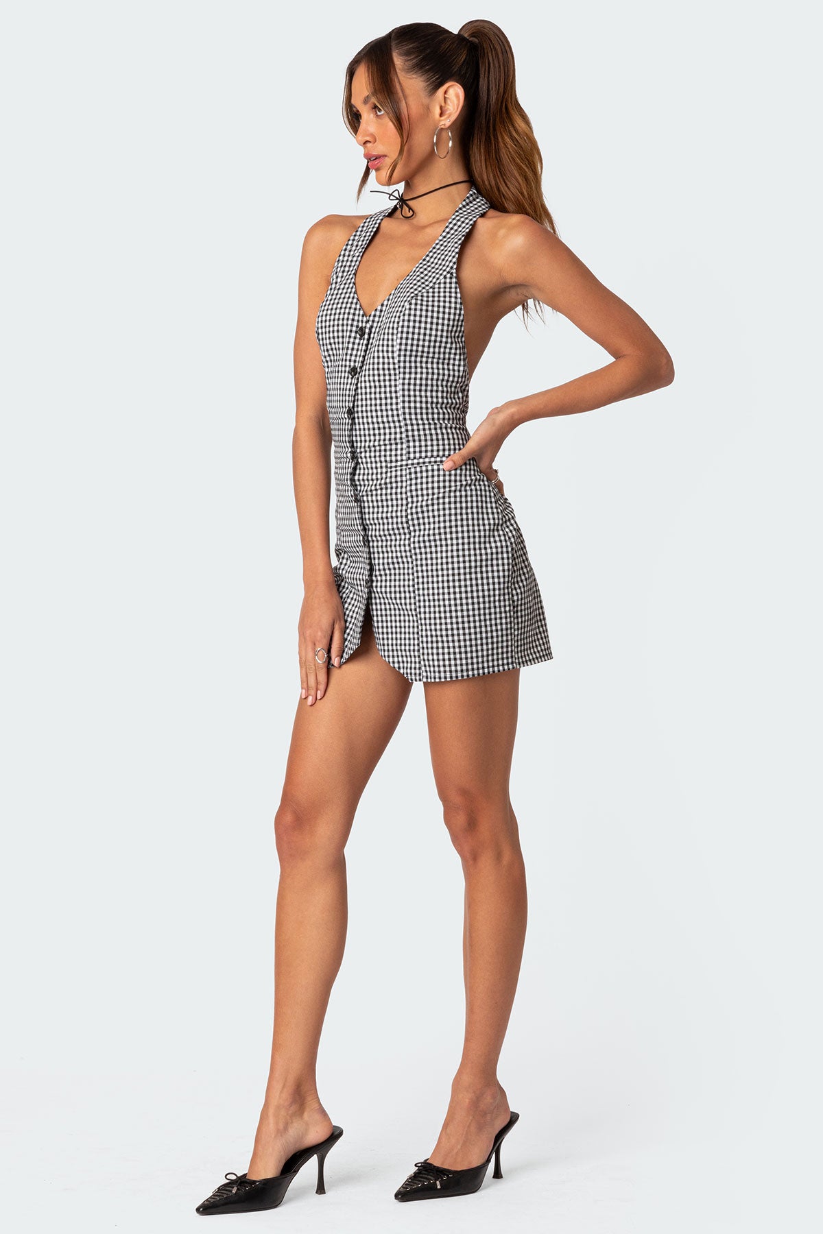 Narissa Gingham Open Back Mini Dress - Image 3