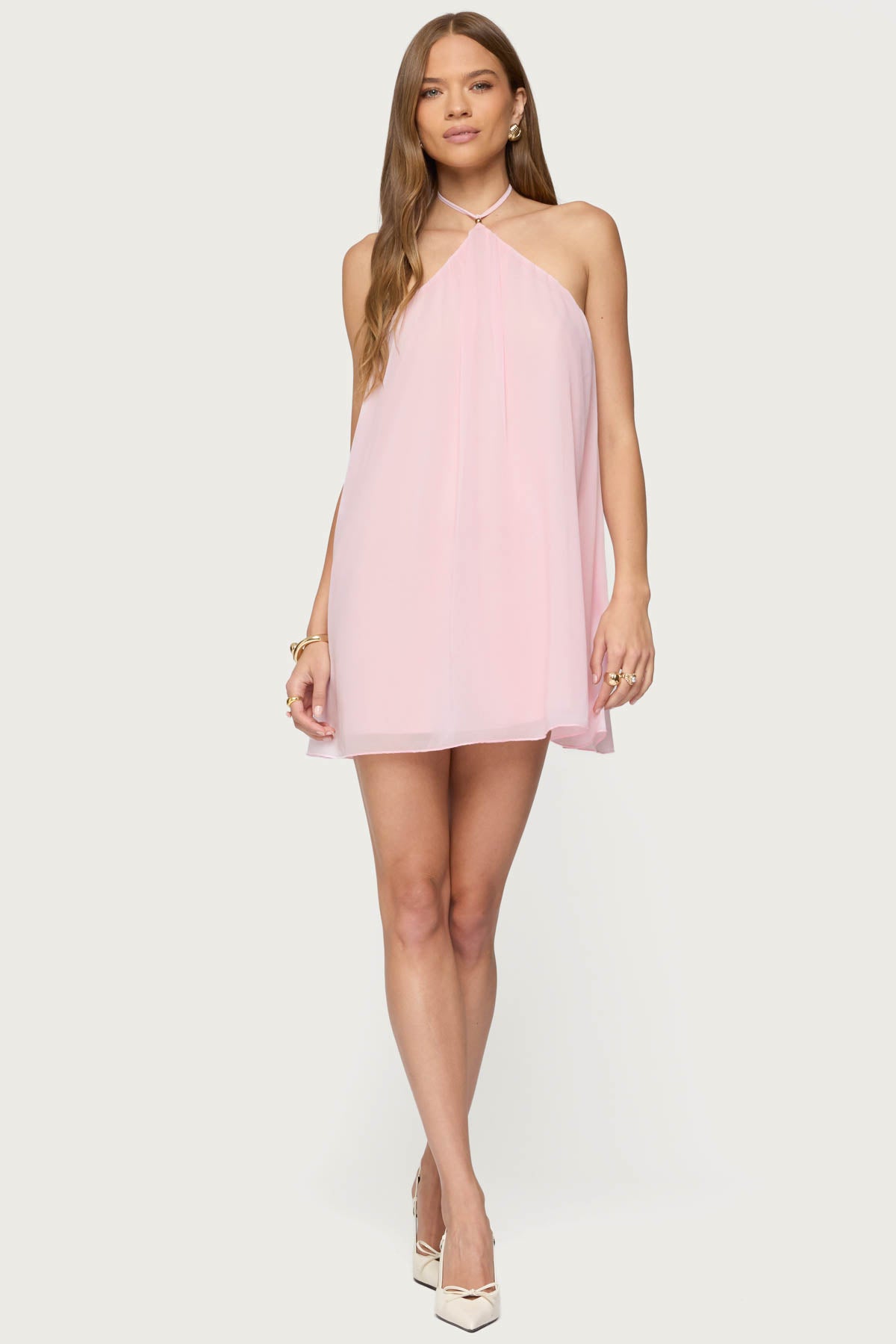 Emeline Backless Halter Mini Dress - Image 2