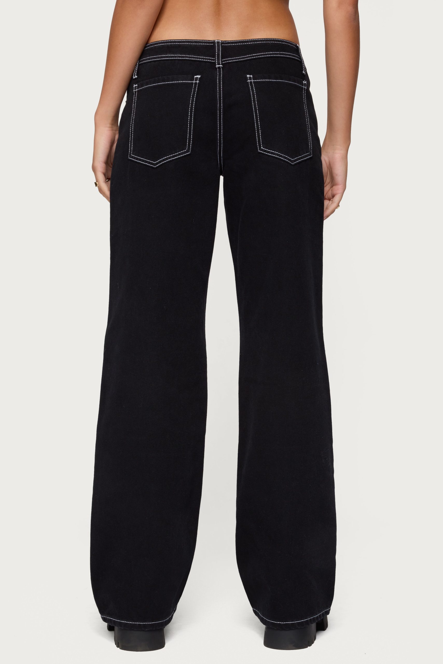 Contrast Stitch Low Rise Jeans - Image 5