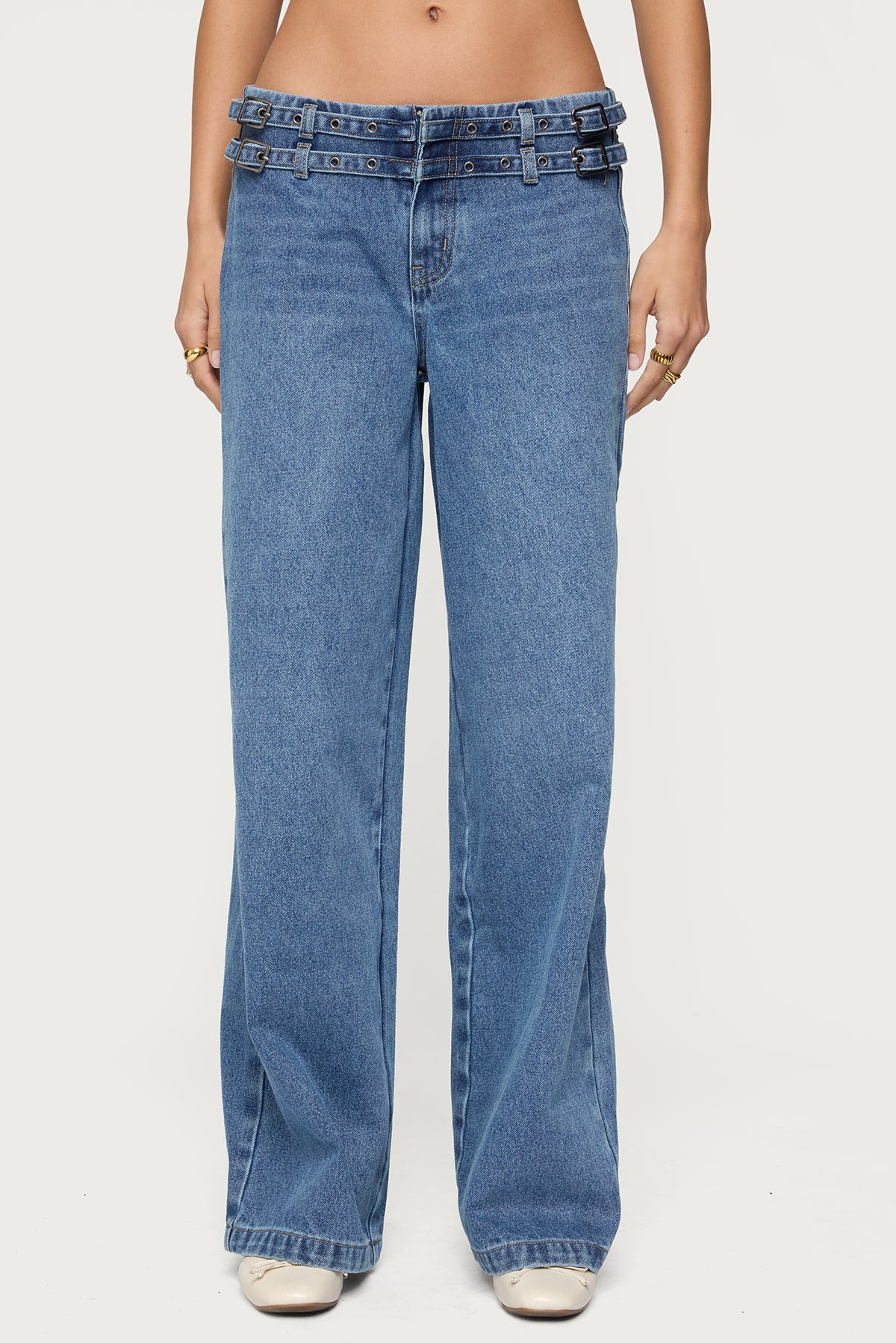 Livia Double Belt Low Rise Jeans - Image 2