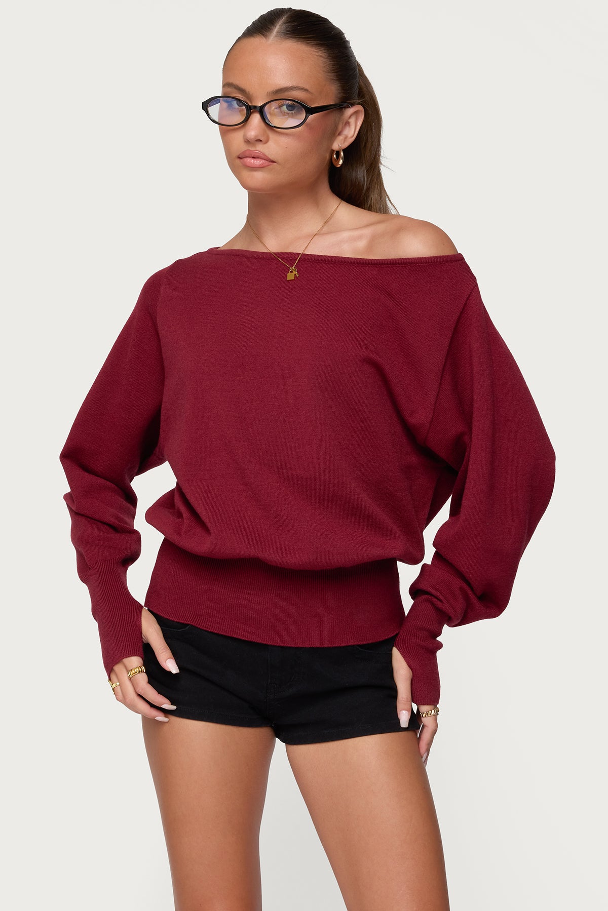 Off Shoulder Oversized Sweater - Image 2