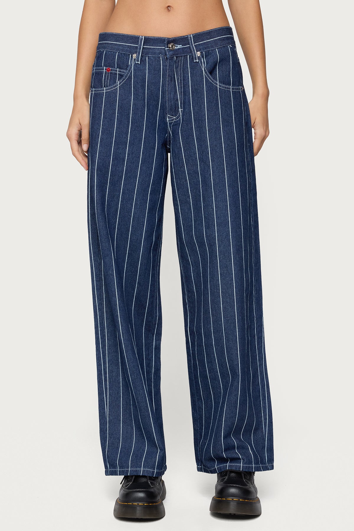 Kyler Pinstripe Low Rise Jeans - Image 2