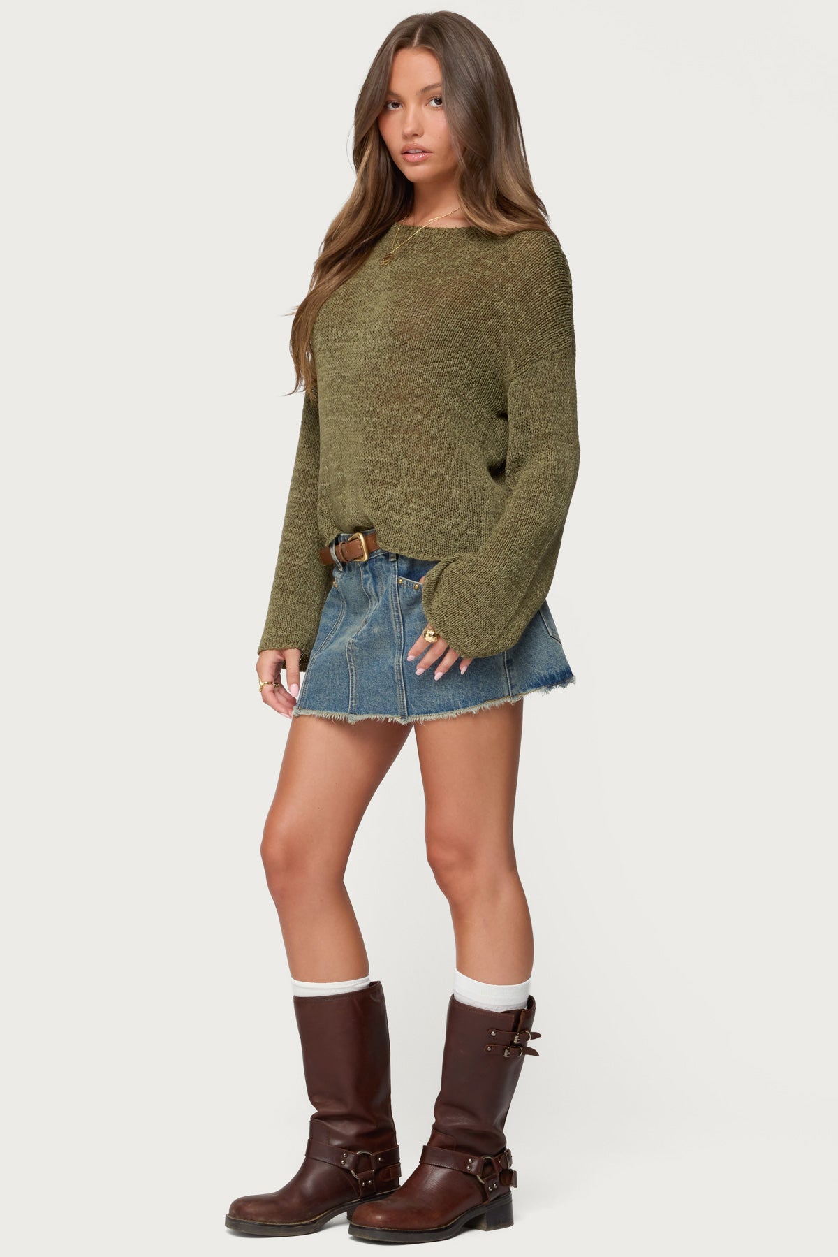 Drop Shoulder Light Knit Sweater - Image 5