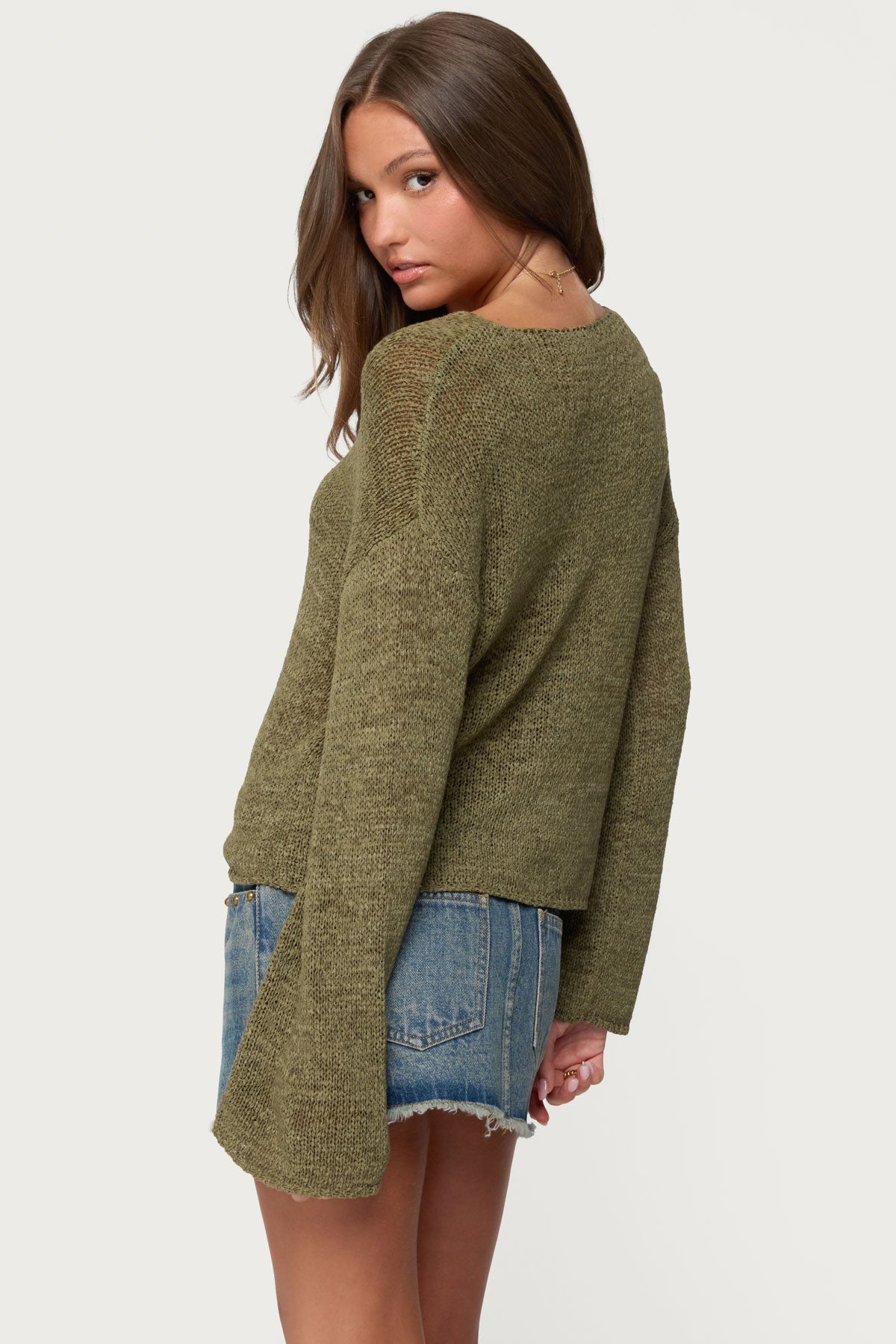 Drop Shoulder Light Knit Sweater - Image 6