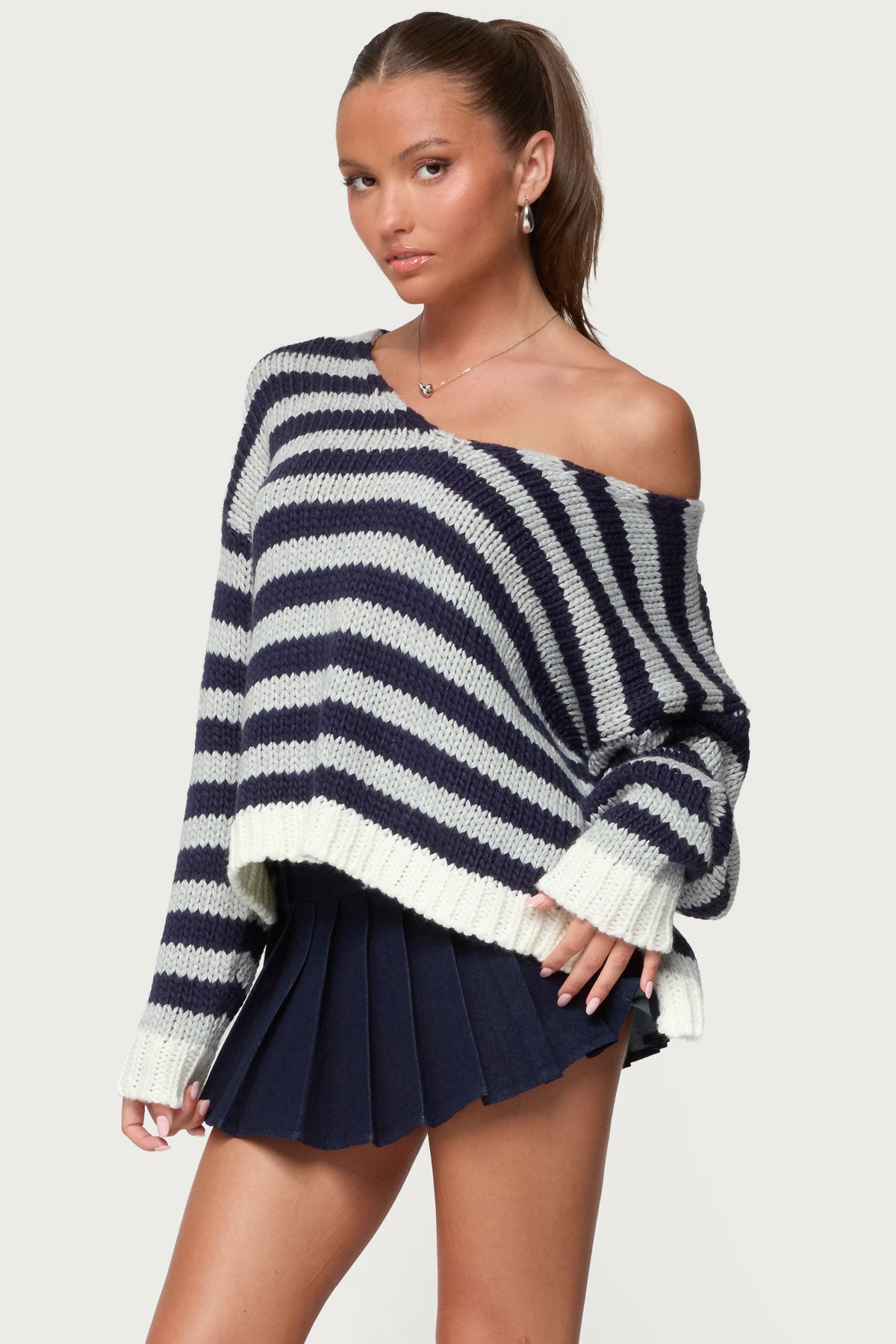 Eugenie Oversized Striped Knit Sweater - Image 4