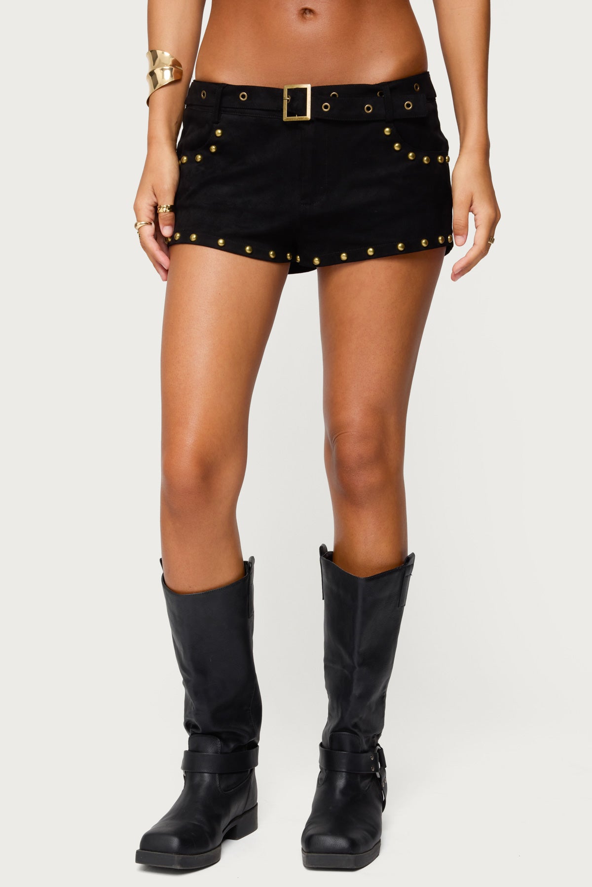 Studded Faux Suede Micro Shorts - Image 3