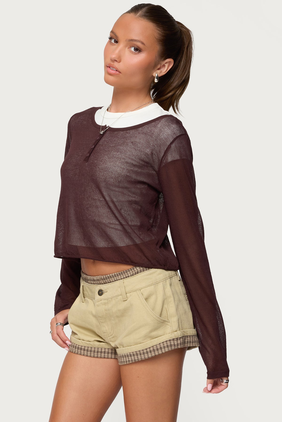 Kilian Sheer Knit Henley Top - Image 3